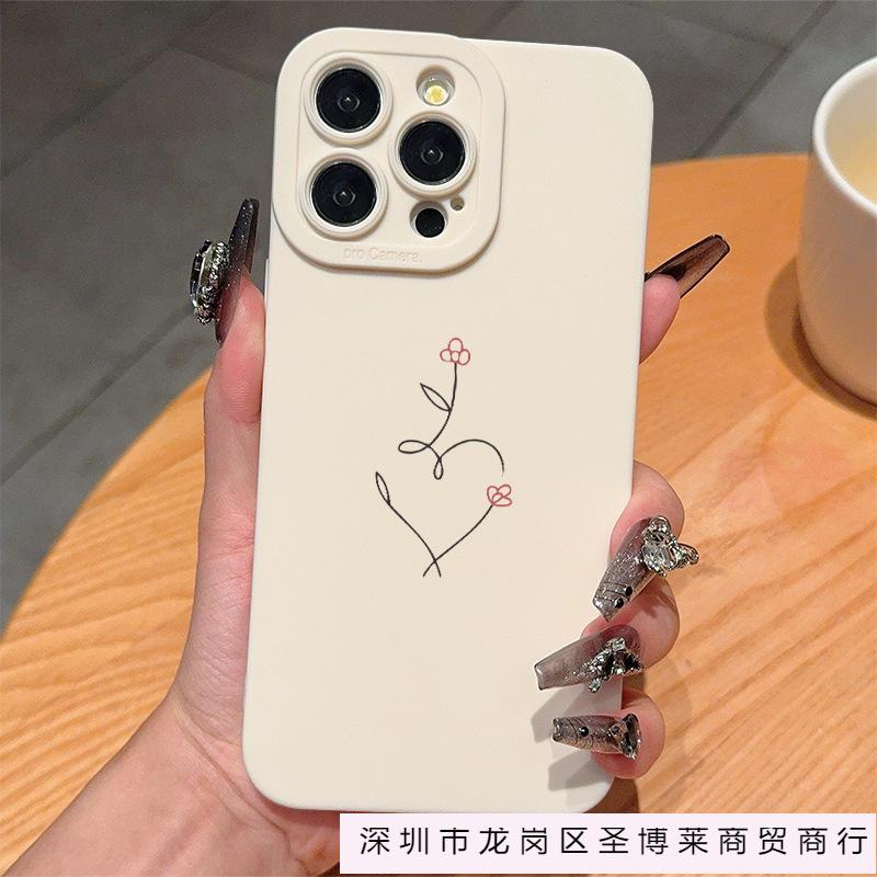 Line flower love for iPhone11/12/13/14/15promax Apple 16PROMAX mobile phone case
