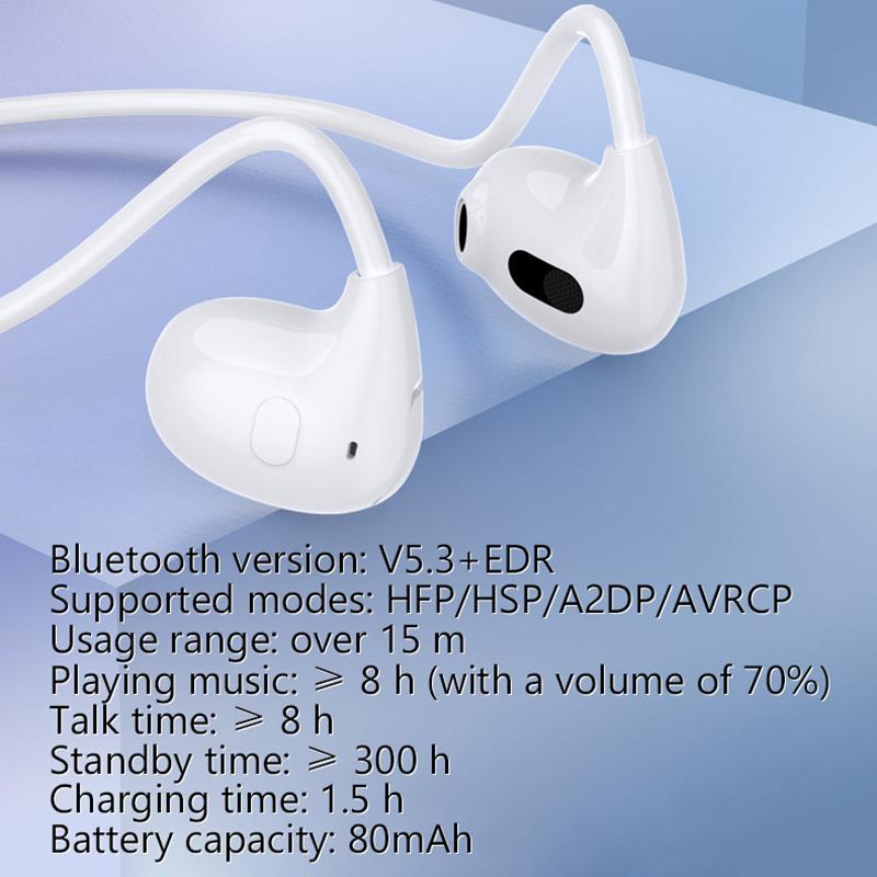 Neckband Air Bone Conduction Headphones Wireless Bluetooth Headset With Mic Sports Running Non-Ear-Wearing For Xiaomi Iphone 15