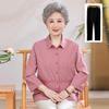 Vintage 60s-80s Grandma Cotton Blouse: Spring/Summer Seven-Sleeve Top for Elderly Women