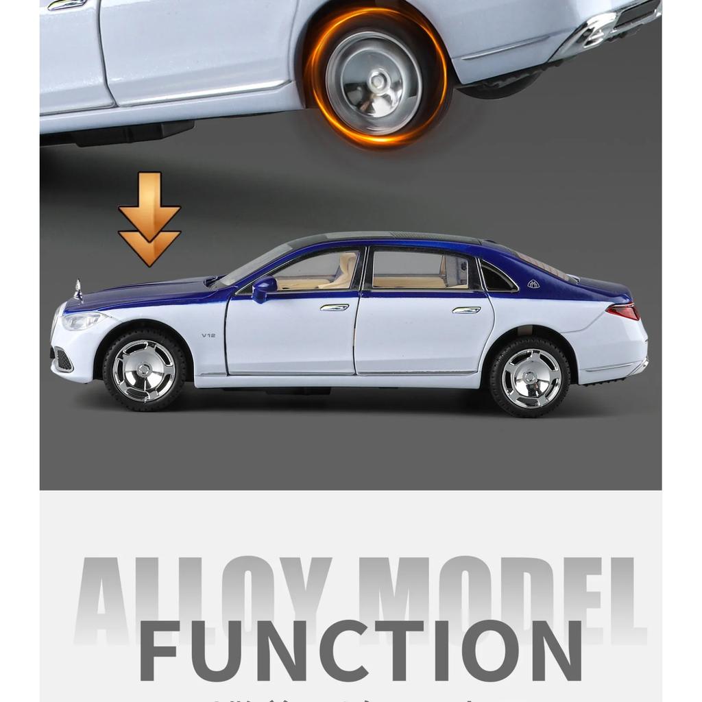 1/24 Maybach S680 Key Control Alloy Model Car Toy Diecasts Metal Casting Sound and Light Pull Back Car Toys for Children Vehicle