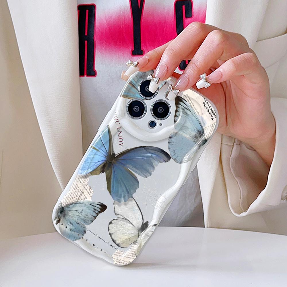 Cartoon Pattern Cream Texture Casing Wavy Edge Soft Silicone Cover Phone Case for IPhone Samsung Huawei Honor Xiaomi Redmi Infinix Tecno