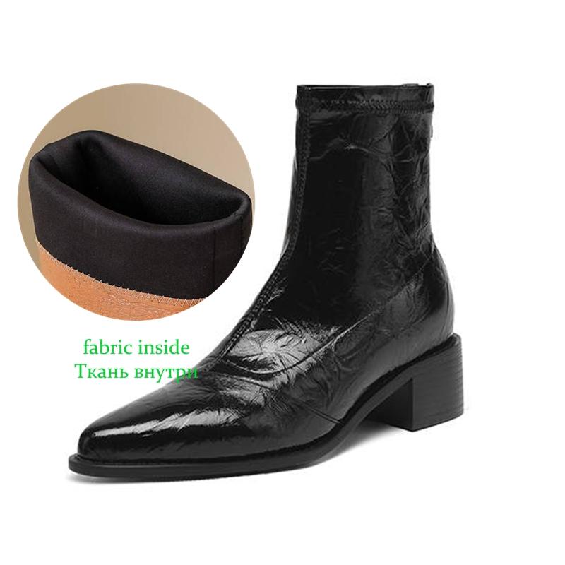 Krazing Po Microfiber Winter Pointed Toe Size 33 Western Boots Size 43 Concise Style Beauty Lady Med Heels Ankle Boots