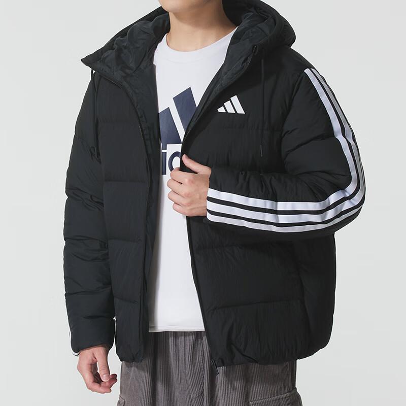 adidas ESSENTIALS 3 Stripes Down Jacket Men's Black KH3987