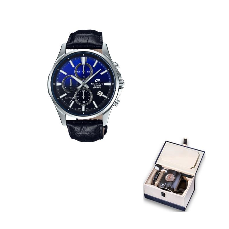 

Casio EDIFICE Fashion Business Trend Waterproof Quartz Movement Leather Strap Japanese and Korean Watch Men s Watch Blue Dial EFB-530L-2AVUPR синій