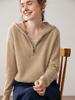 Women's Loose Knit Cashmere Half-Zip Hoodie – Soft, Versatile, Simple Layer