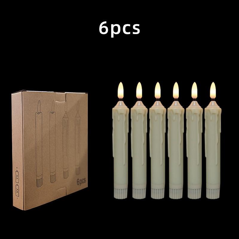 LED Candle Yellow Tear Trace Melting Candle Flame Free Electronic Flameless Candle Romantic Scene Layout Decorative Props