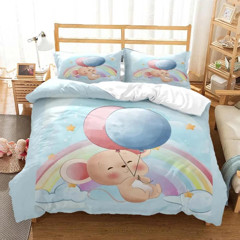 Cute cartoon mouse Comfortable Duvet Quilt Cover Pillowcase Bedding Set Children Bedroom Decoration Home Textile