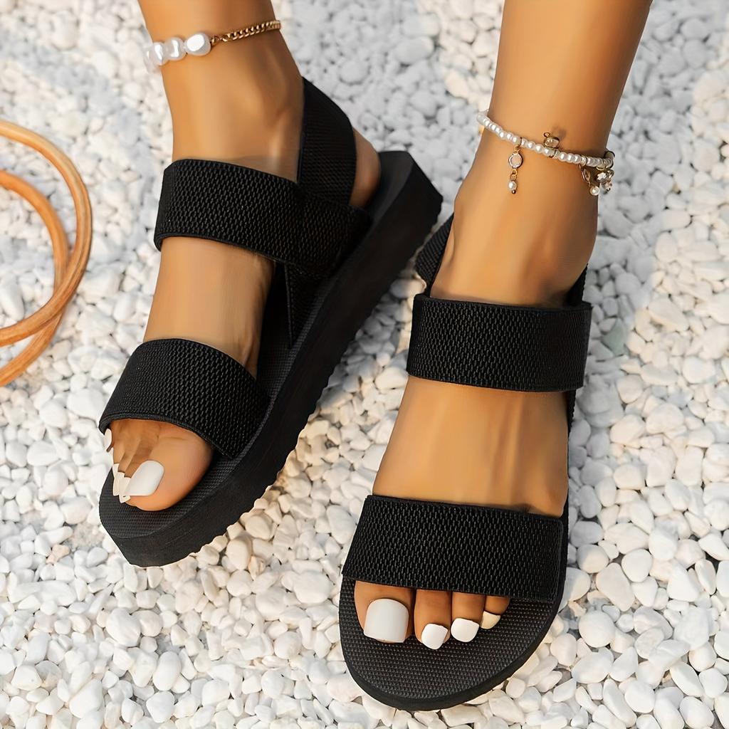 Pantofi de damă cu bandă elastică, pantofi slip-on ușori cu vârf deschis, sandale confortabile pentru exterior, plajă, vacanță