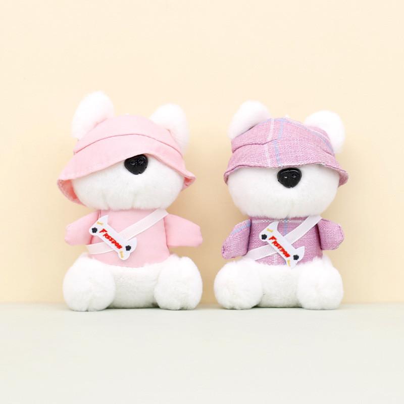 Soft Plush Puppy Keychain Lovable Short-haired Stuffed Animal Bag Charm