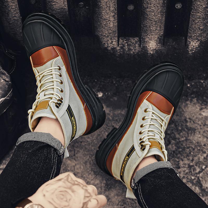 New Canvas Shoes Men's High Top Labor Protection Wear Resistant Martin Boots Breathable Site Outdoor Work Boots