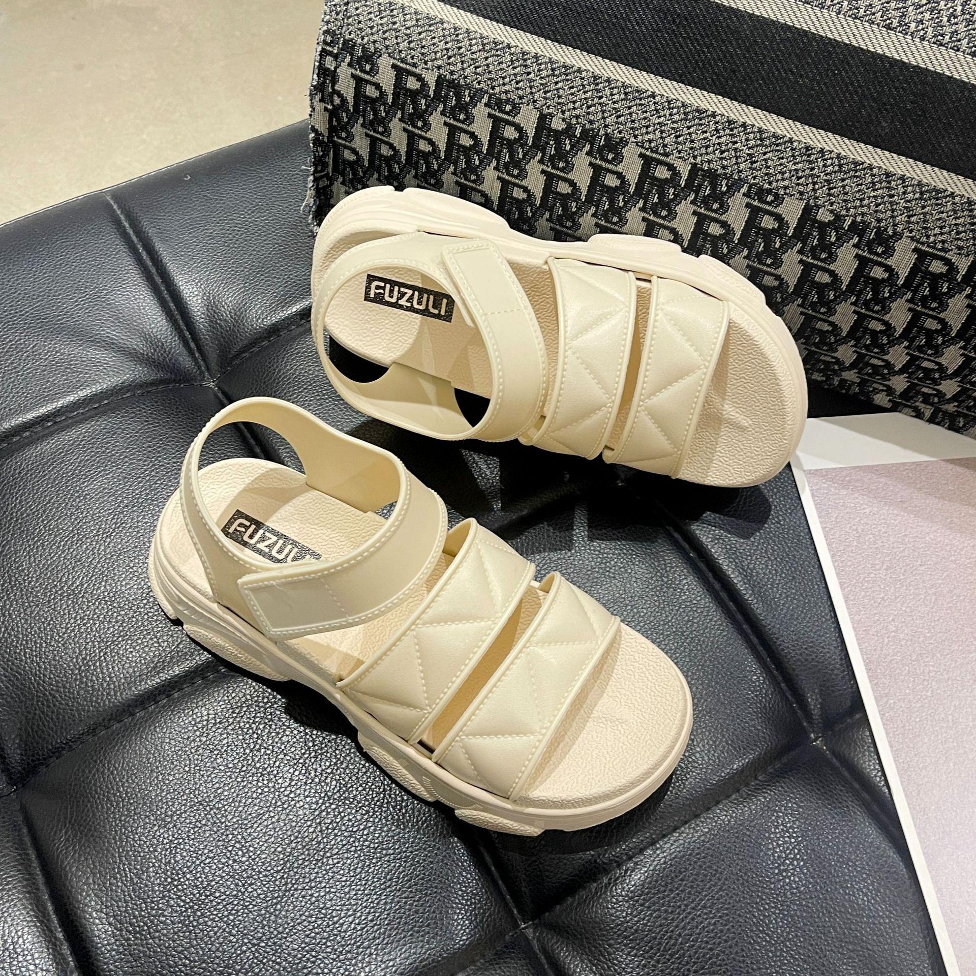 

Sports sandals women s outer wear summer new fashion casual platform word with sandals sweet wind Velcro women s shoes 40 бежевий