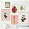 Butterfly Wall Art Ladybug Tiger Moth Beetle Feather Canvas Painting Nordic Poster Printing Wall Picture Bedroom Decoration
