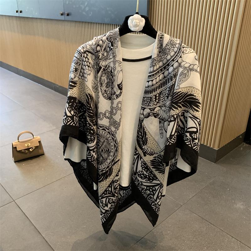 Small plaid linen scarf women's summer new sunscreen large square scarf thin silk scarf with shawl