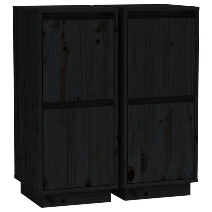 VidaXL Buffets 2 pcs Noir 31,5x34x75 cm Bois massif de pin
