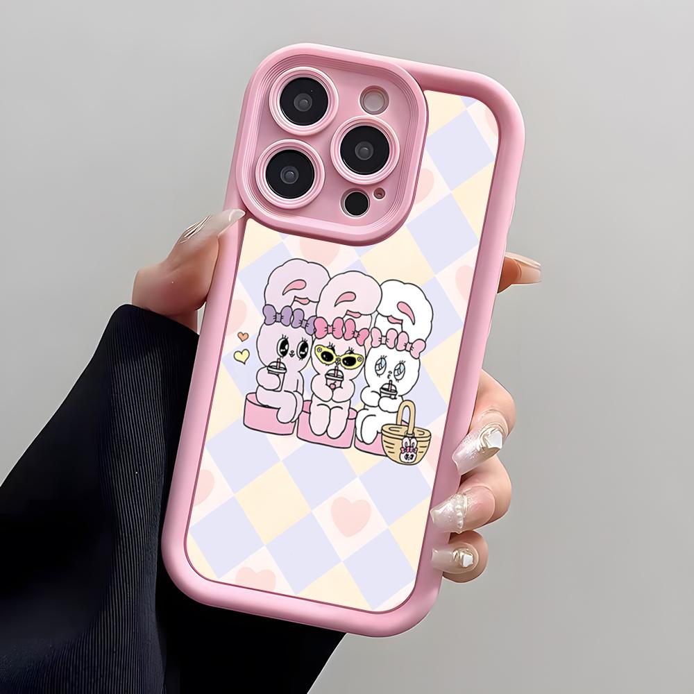 Esther Bunny Pink Phone Case For IPhone Air 17 Pro Max 16 E 15 14 Pro Max 13 12 11 Mini Plus Soft Silicone Pink Cover