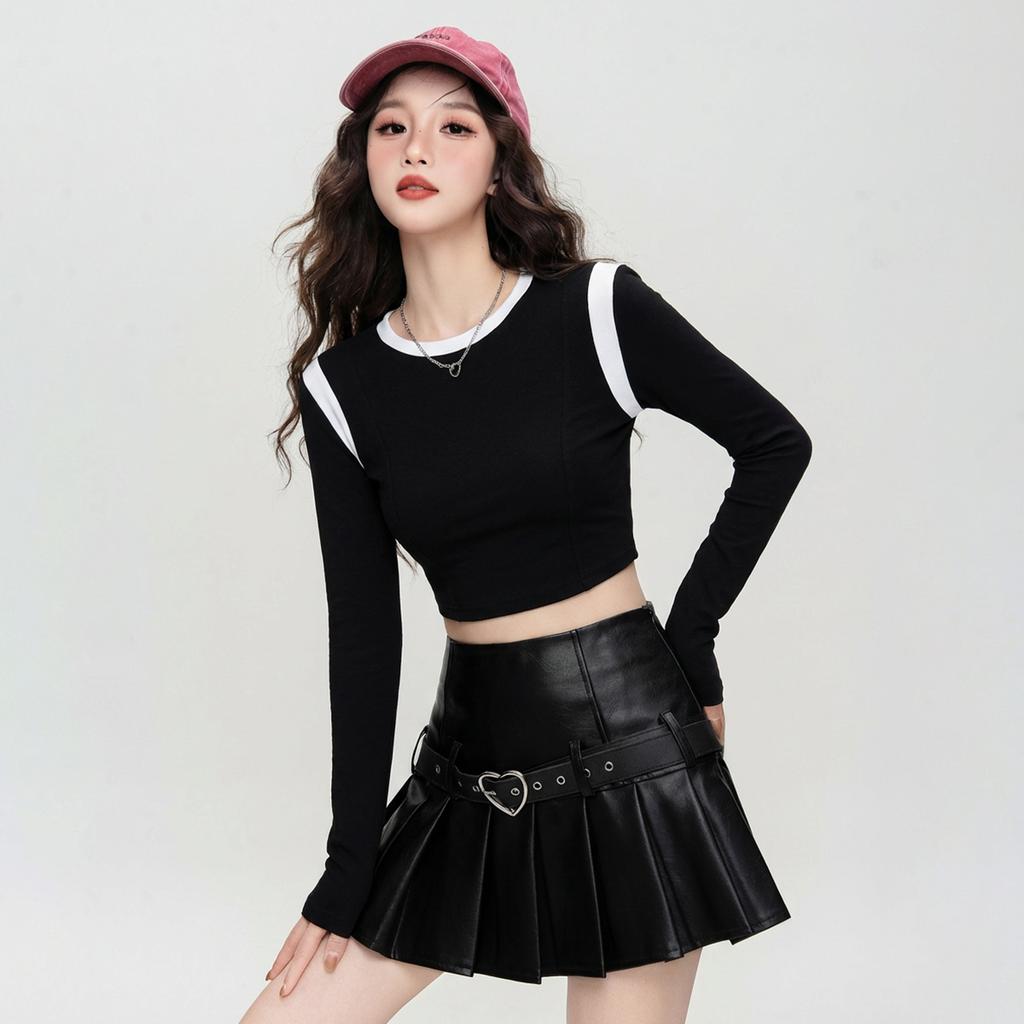 Spring Women's T-shirt Long Sleeved Base Shirt 2026 Slim Fit Knitted Sexy Versatile Thin Top
