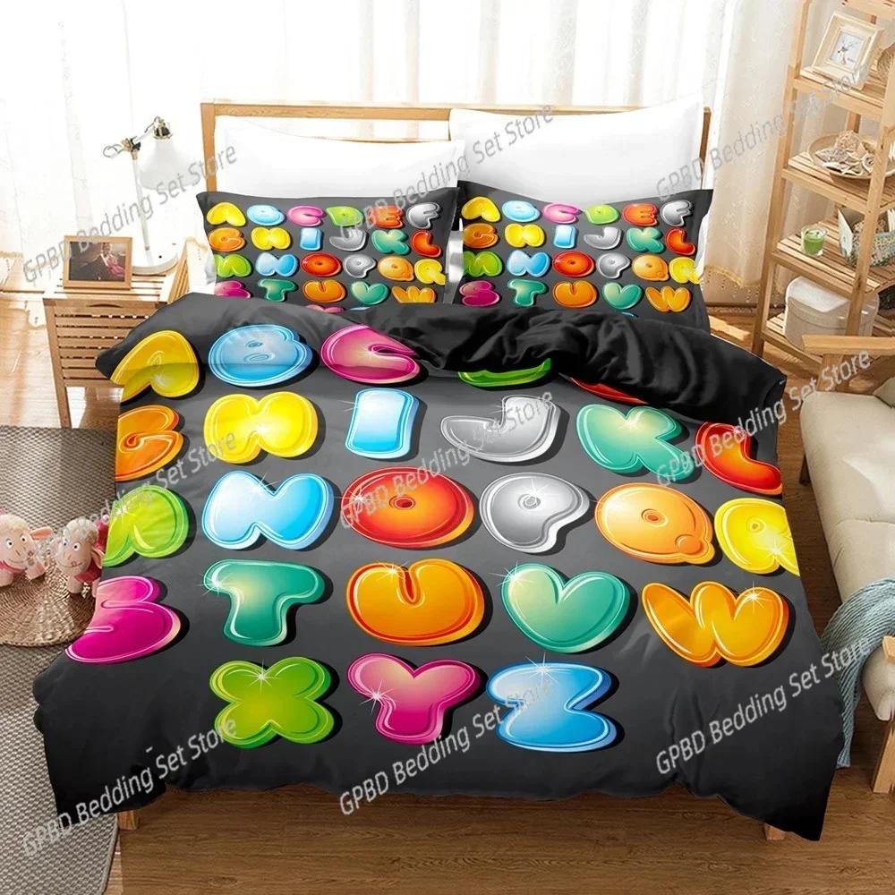 Luxury  New Alphabet Lore Bedding Set Single Twin Double Queen King Cal King Size Bed Linen Set