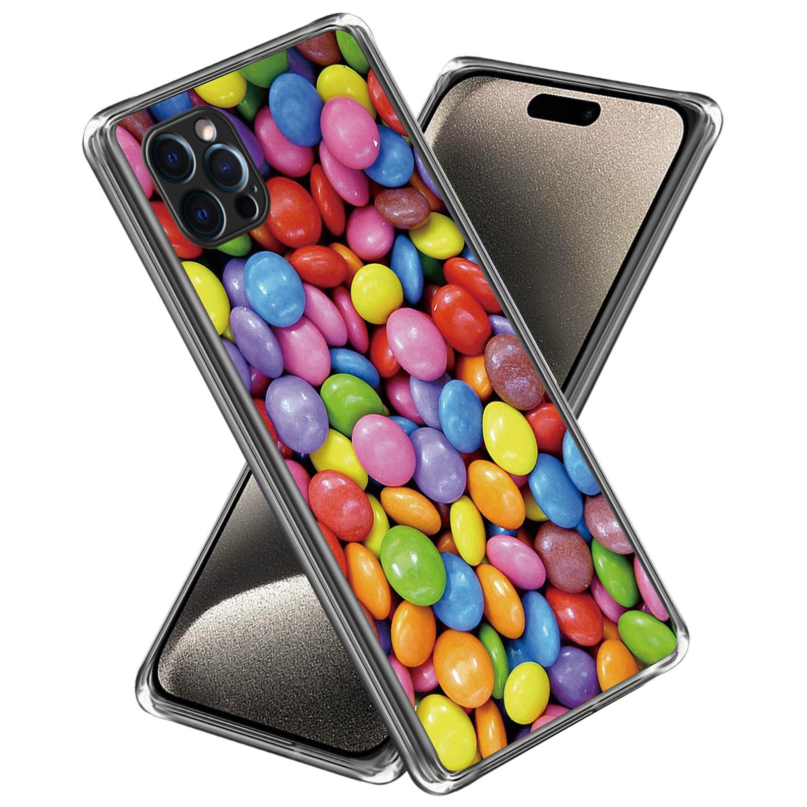 

For iPhone 16 Pro Max Case Pattern Printed Shockproof TPU Phone Cover Rainbow Candy