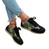 European and American Large-size Flat-bottom Printing Fashion Board Shoes Women's New Casual Flower Front Lace-up Single Shoes