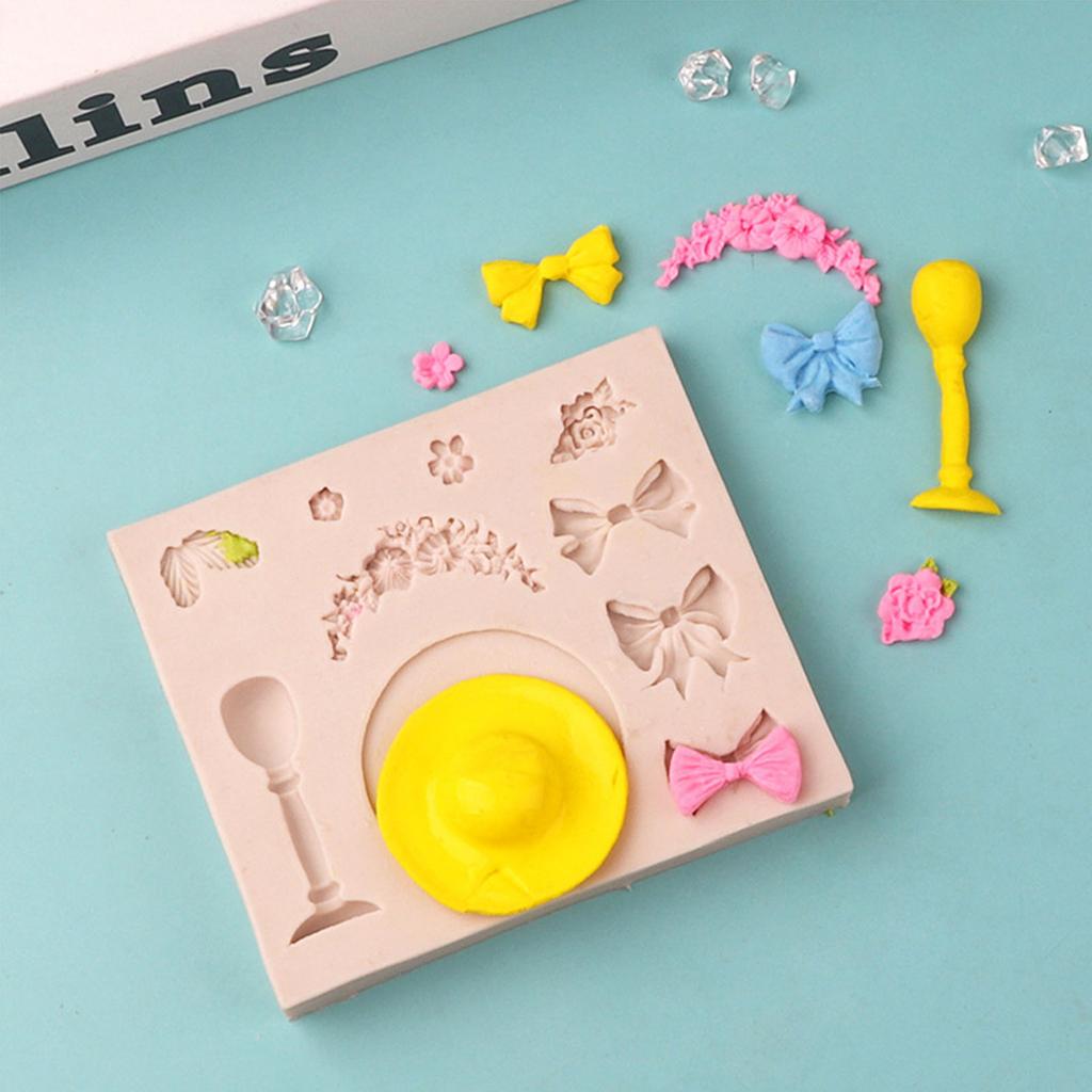 Hat Bowknot Flower Fondant Chocolate Mould Cake-Topper Baking Tool Handmade-Soap Silicone Ornament Mold Easy To Clean