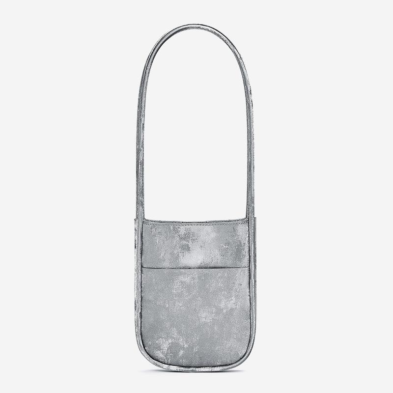 Chinese Silk Cowhide Mini Handbag Retro Small Shoulder Bag High-end Vertical Armpit Bag