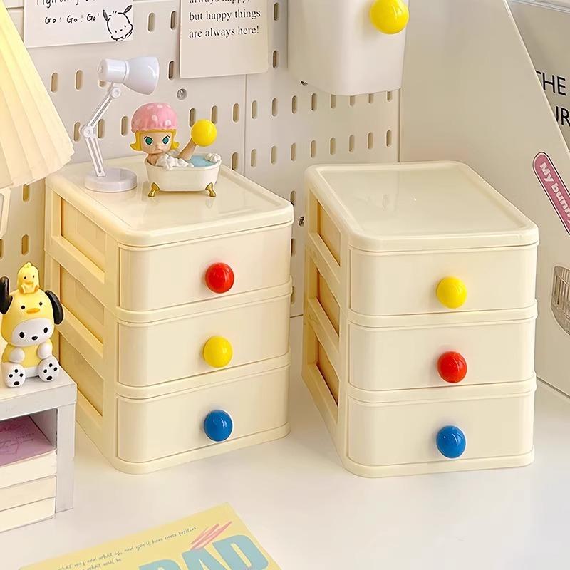 Desktop Storage Box Colorful Ball Home Office Storage Three Layers Drawer-style Storage Box Cosmetic Organizer Box