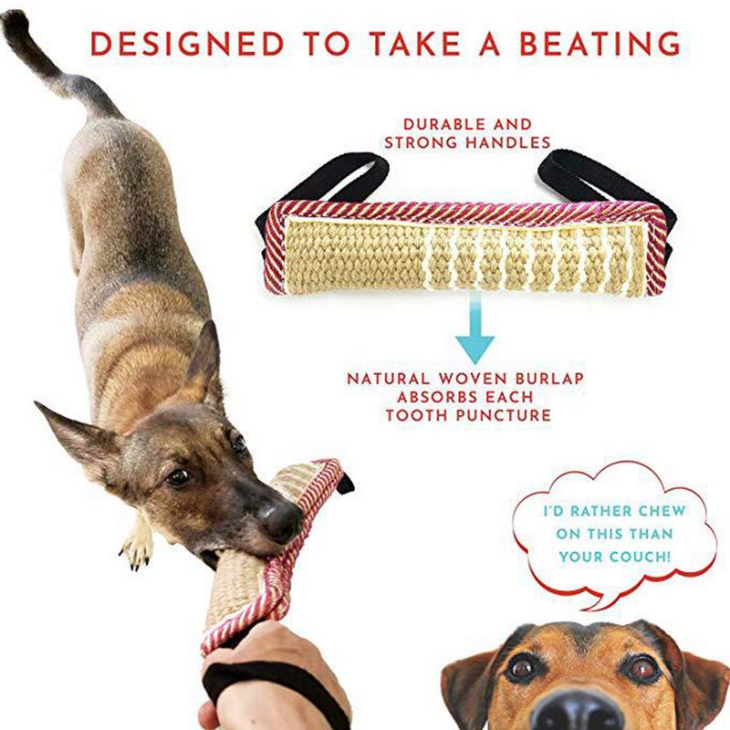 Dog Tug Toy Pet Bite Jute Tug Pillow With 2 Rope Handles Medium Large Dogs Training Toys for Malinois Pet Interative Toy