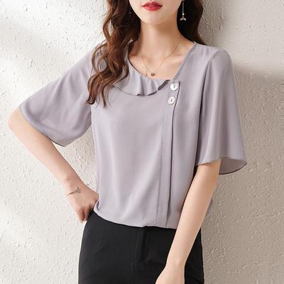 Aiyimaiyi 2023 Sommer Chiffon Damen Kurzarm Lockeres Bauchbedeckendes Oberteil