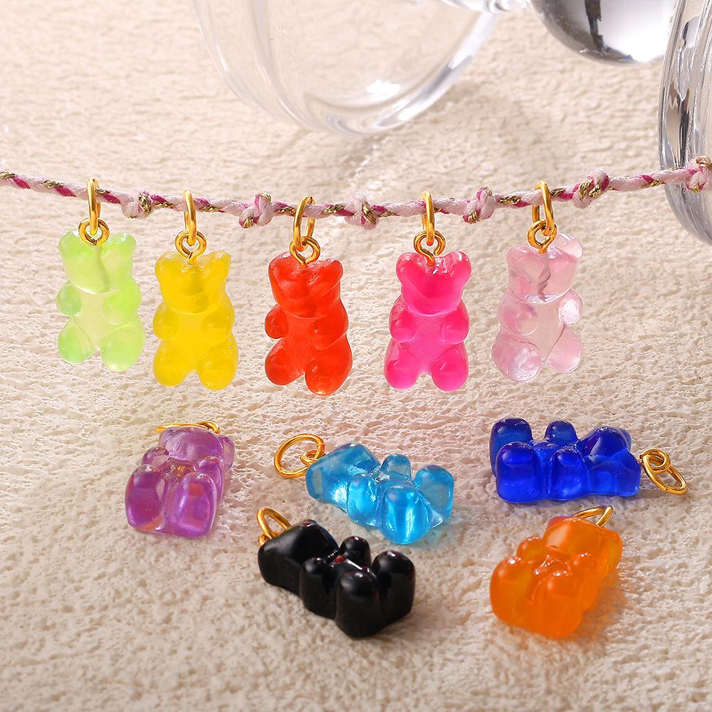 Colorful Creative Resin Diy Bear Pendant Does Not Fade, Personalized Versatile Dopamine Pendant Accessories