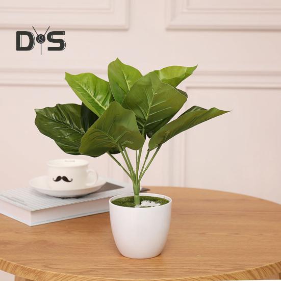 1 Branch Exquisite Workmanship Artificial Green Plant No Water Need Useful 9 Heads Fake Perilla Leaf Artificial Plant Decoration