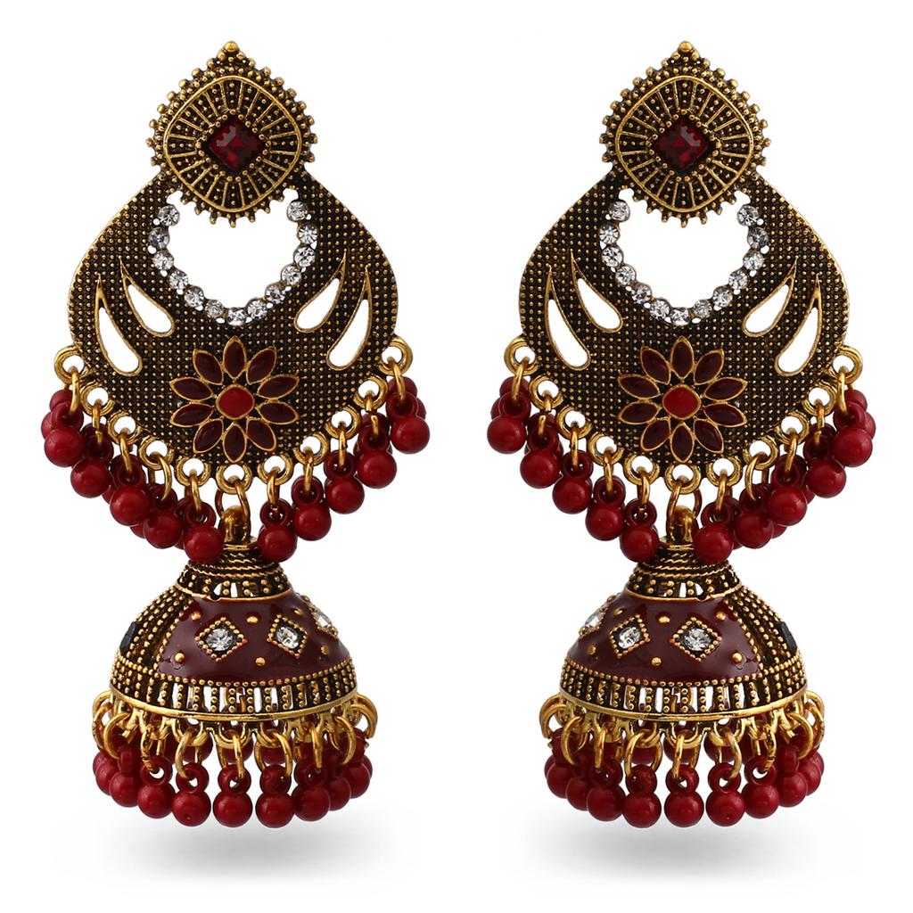 Hollow Flower Earrings Bohemian Ethnic Style Travel Women's Ear Jewelry Fringed Bell Earrings