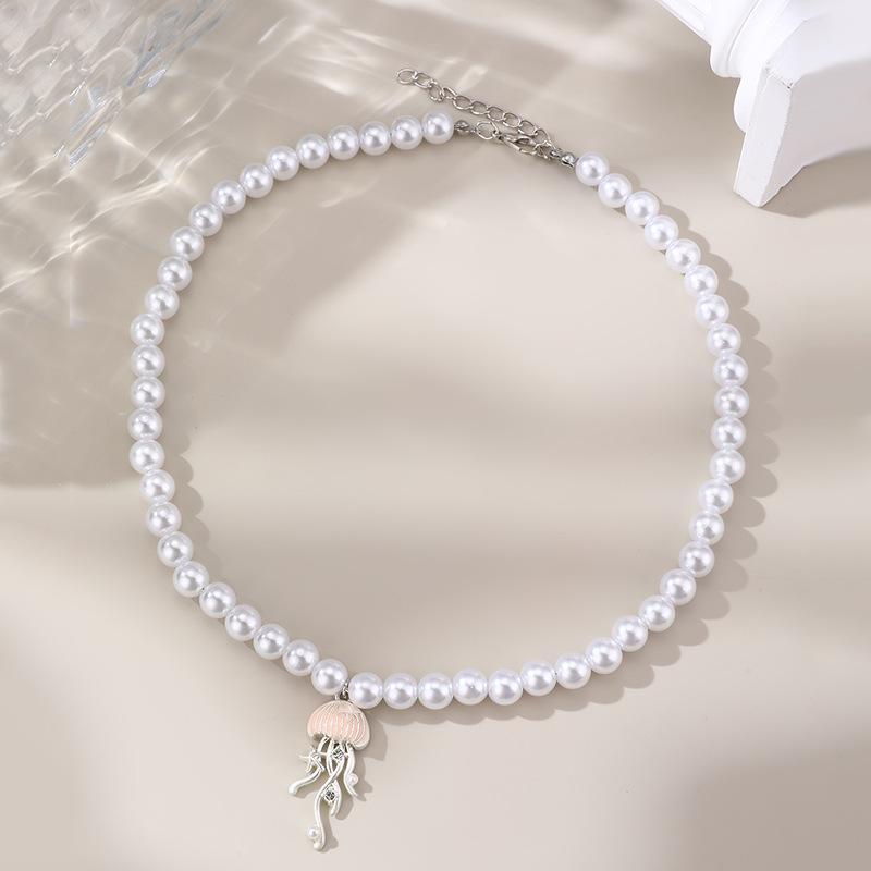 Bohemian Zircon  Pendant Necklaces For Women Zircon New Trend Cute Jellyfish Zircon Chain Choker Girl Gift
