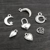 40pcs Antique Silver Plated Moon Heart Small Charms Pendant DIY Handmade Jewelry Findings for Bracelet Necklace Accessories