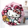 Hello Kitty,Tea Party Automatic Folding Umbrella-Simple 8-Rib Design, Bright Cartoon Pattern, Durable Iron Frame, Suitable For Travel, Outdo