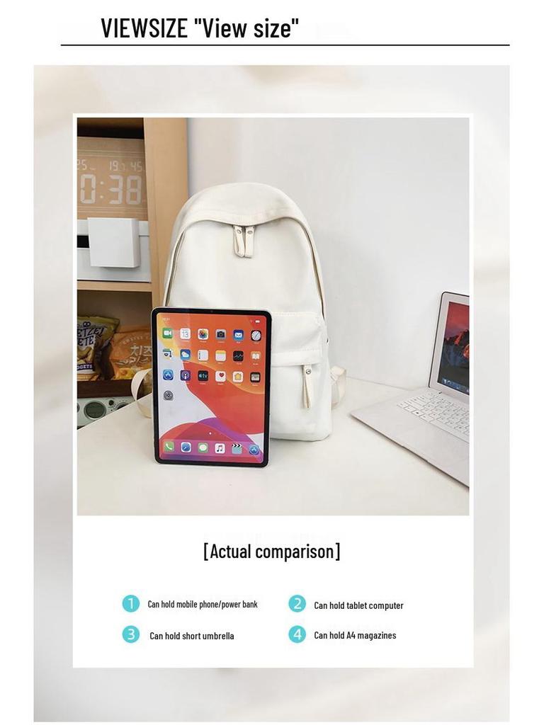Large Capacity Simple Solid Color Backpack for Junior & High School Girls - New Korean Style, Versatile for College Students