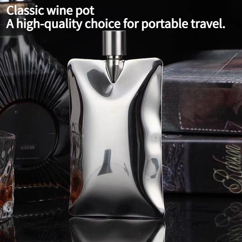 1 Stück 304 Spezialform Kreativer Edelstahl-Weinkrug 6oz Wellen-Weinkrug Outdoor Tragbar Einfacher Kreativer Weinkrug