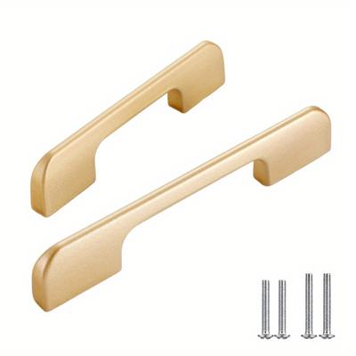 6pcs Aluminum Alloy Material Sand Gold Cabinet Pulls, Solid Cabinet and Drawer Knobs, Furniture Hardware with Mounting Screws
