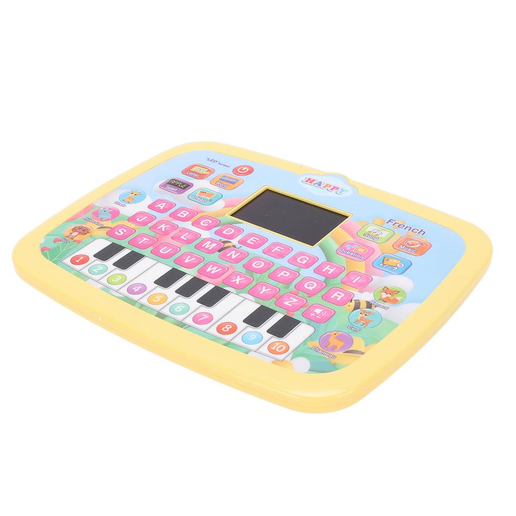 Tablette d'apprentissage pour enfants Écran LED Éducatif Alphabet Chiffres Lecture d'histoires Tablette d'apprentissage Jouet Jaune