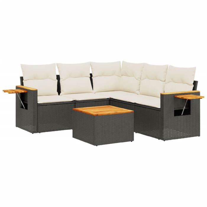 VidaXL Garden Lounge Set with Cushions 6 Pcs, Patio Sofas, Patio Furniture Set, Outdoor Furniture, Black 3259207