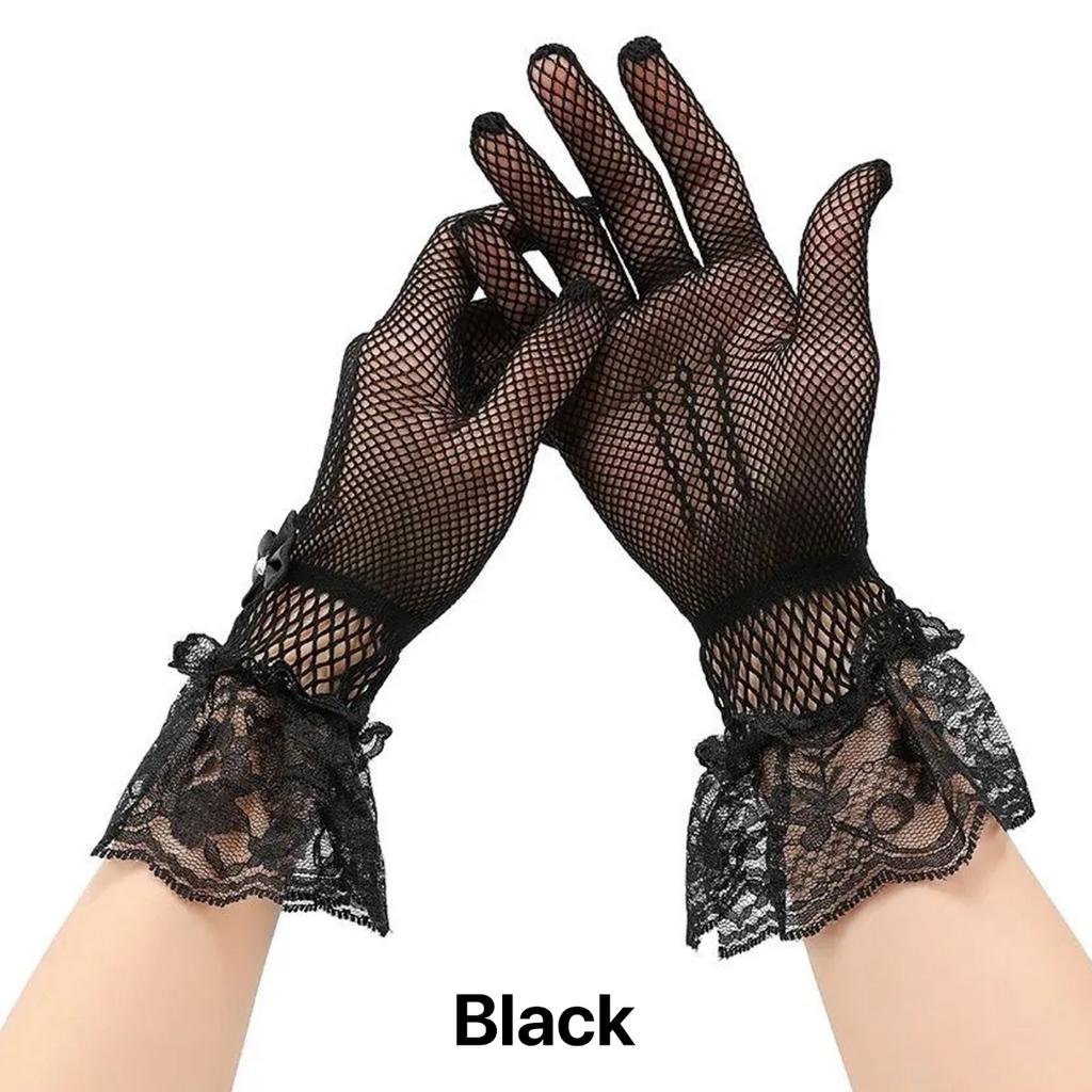 Modische sexy Handschuhe mit Spitzenbesatz für Damen Leichte atmungsaktive UV-schützende Armstulpen für Bräute Hochzeitskleid-Accessoires