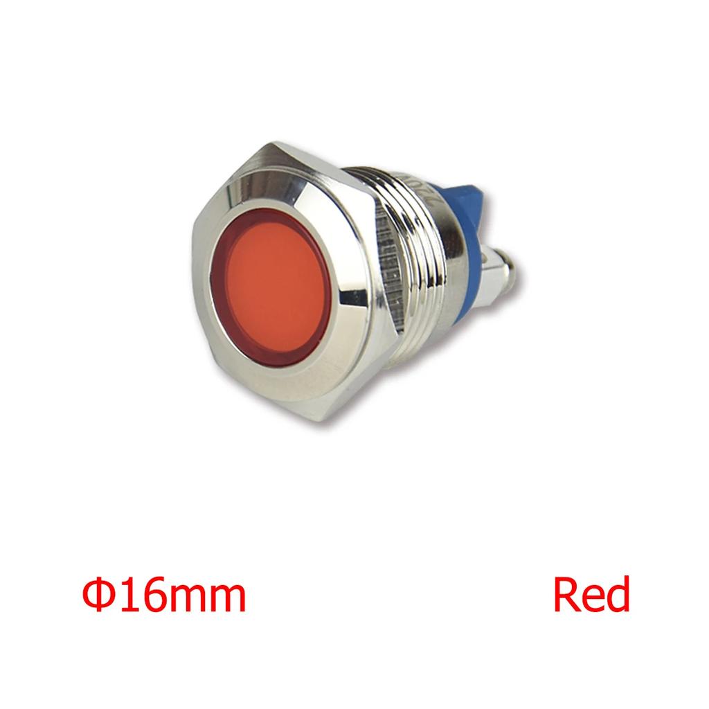 LED Indicator 16mm Metal Waterproof Indicator Lead Terminal With Bolt Foot Ring Connector 12V 220V Red  Orange Green Blue White