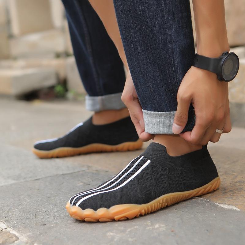 New High-elastic Flying Woven Shoes Men's Casual Shoes Light and Breathable Light-mouth Shoes Comfortable and Soft Board Shoes