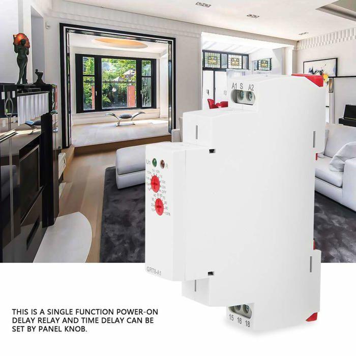 GRT8-A1 Start Timer Relay, Mini LED Timer Relay On DIN Rail with Single Function 35 Mm (50-60Hz)