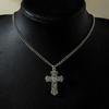 Gothic Hollow Out Diamond Studded Cross Pendant Necklace Set Y2K Personalized Thorn Love Black Bead Stacked Necklace Set