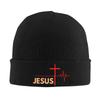 Jesus Cross Knitted Hat for Unisex Unisex Knit Hats Winter Beanies Skull Cap Unisex Black Soft Warm Winter Hat Print Beanie Hat