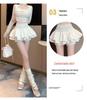 Women's Ballet-Style Puff Skort: Spring/Summer White Short Umbrella Skirt, Faux Two-Piece Design