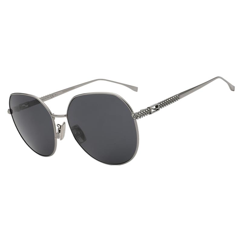 Fendi Hollow Design Metal Irregular Frame Sunglasses Women sunglasses Silver 0451FS-6LBIR 62,Silver