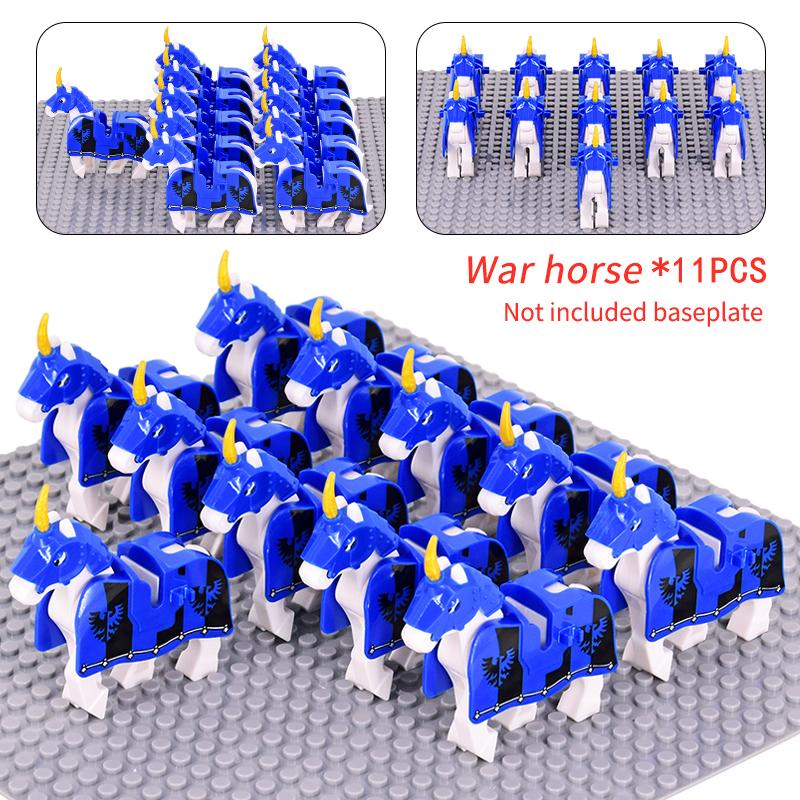 Středověké vojenské sady Figury kavalérie Válečný kůň Zvířata Stavební kostky Díly Rytířské zbraně Příslušenství Hračky pro děti dárky
