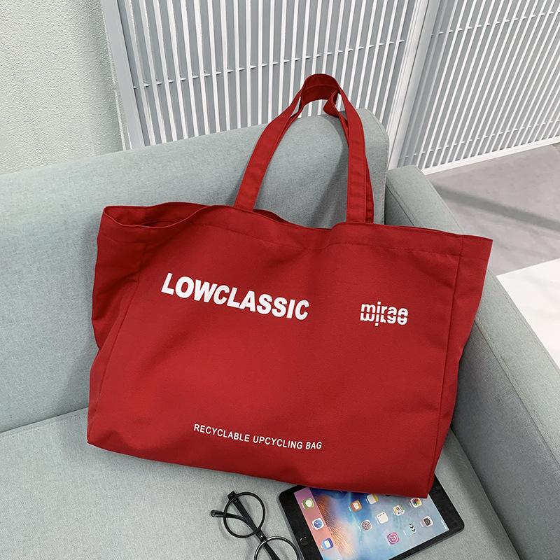 2025 New Solid Color Letter Print Large Capacity Shoulder Bag Tote Bag