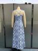 Sexy Elegant Backless Print Long Dress Women Casual Split Sleeveless Strappy Dresses Female Fashion Chic Sweet Beach Party Clothing